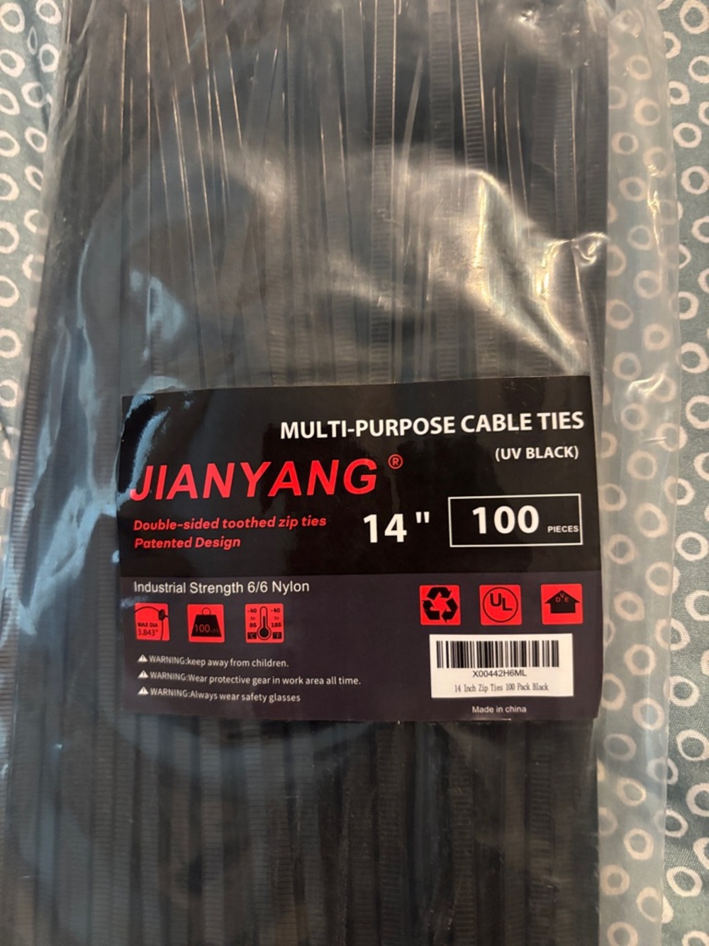 Black Multi-Purpose Cable Ties - 14" Pack of 100